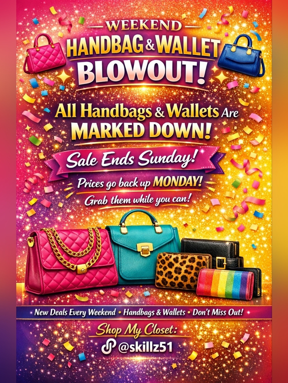 💥💯Weekend Handbag & Wallet Blowout - Assorted Color Styles